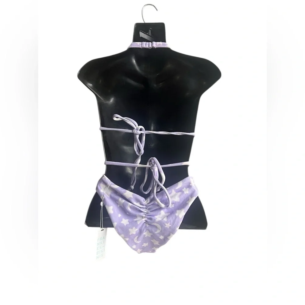 Frankie’s Bikinis M purple star terry cloth bikini